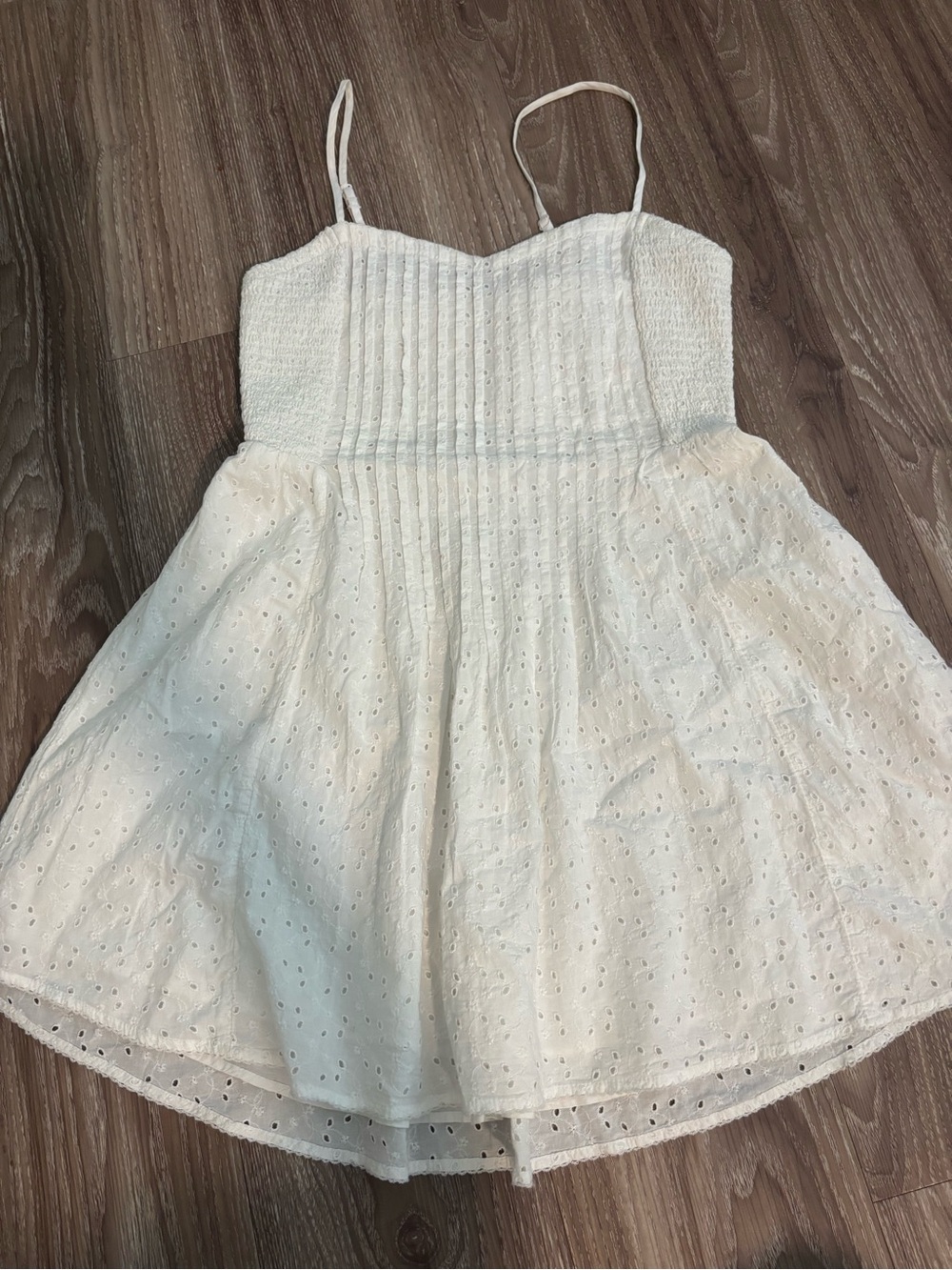 White Eyelet Spaghetti-Strap Sundress